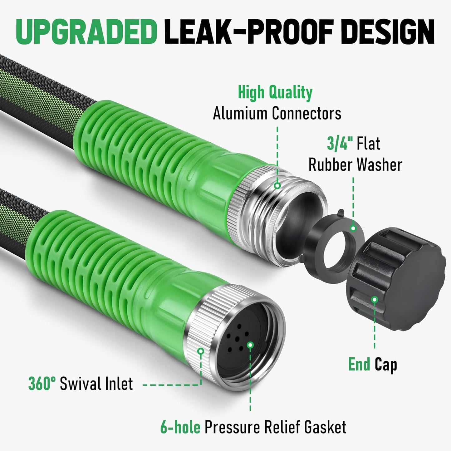 Flat Soaker Hose 150FT for Garden and Lawns, 80% Water-Saving Drip Irrigation Hose with Anodized Aluminum Ends, Flexible Leakproof Double Layer Gardening Hoses(50FT X 3Pack) ﻿