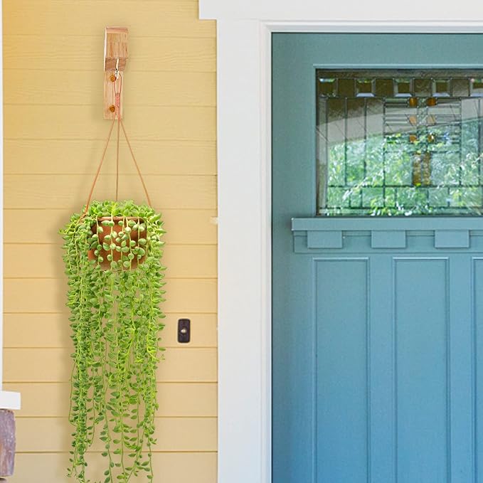 FGSAEOR T-Shaped Wooden Hanging Plant Bracket, 7-Inch Wall Hook Plant Hangers for Indoor Outdoor Hanging Bird Feeders, Flower Baskets, Wind Chimes