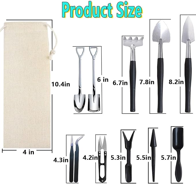 12 Pcs Succulent Tools Set Mini Transplanting Garden Tools Kit for Indoor Gardening Flower Pot Cactus Care