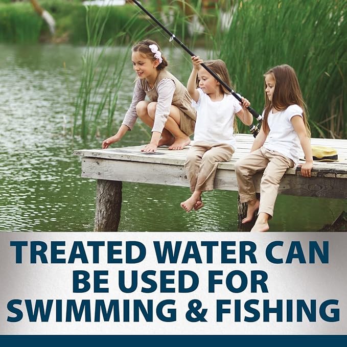 Airmax Pond Dye Plus, Nature's Blue Colorant & Natural Beneficial Bacteria, Large Pond & Lake Water Clarifier & Color Treatment, Shade Plants & Algae from Sunlight, Fish & Livestock Safe, 1 Gallon