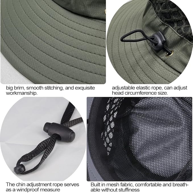 Fishing Hat, UPF50+ Wide Brim Sun Hat for Men Women, UV Protection Hiking Beach Bucket Hats Summer Safari Hat