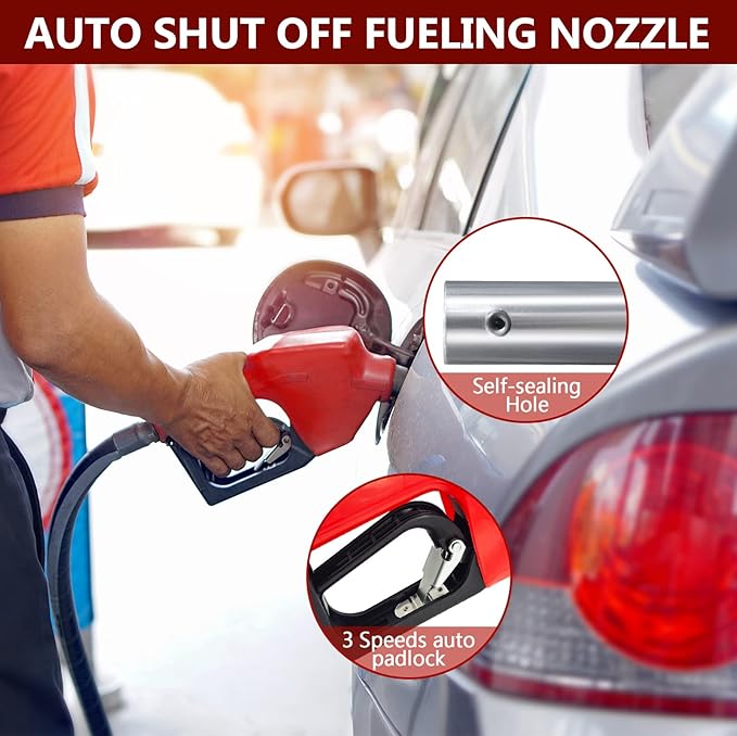 Fuel Hose Reel with Fueling Nozzle, 1" x 50FT Retractable Diesel Hose Reel, 300 PSI Industrial Heavy Duty Auto Swivel Rewind Hose Holder Reels, for Vehicle Tank Truck Trailer Ship