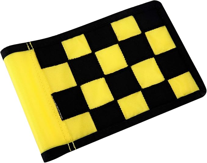 Golf Flag, Solid Nylon and Checkered Training Putting Green Flags, Indoor Outdoor Backyard Garden Portable Target Flags, 8.7inch*6inch (Yellow-Black)