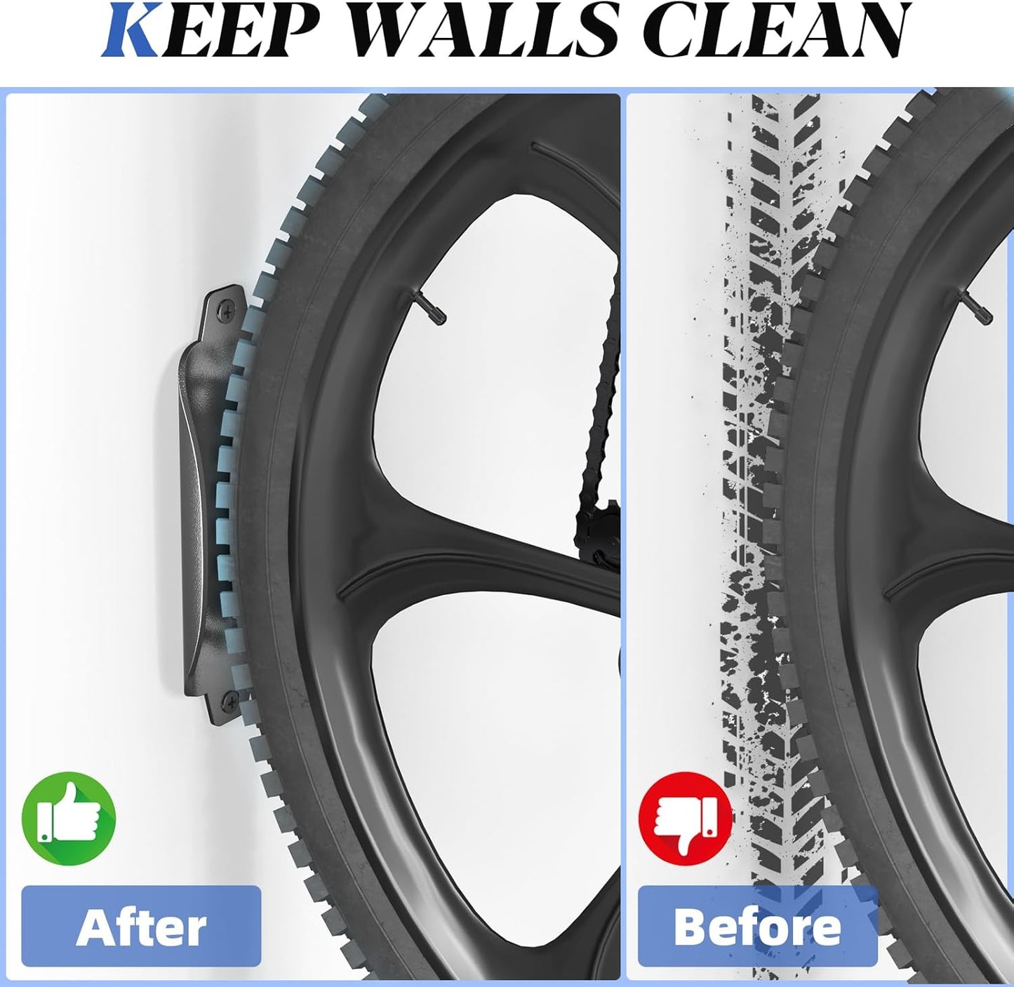 Goovilla Swivel Bike Wall Mount 4 Pack, Space Saving Bike Hangers for Garage with Screw and Easy Installation, Metal Vertical Bike Rack Wall Mount Holds up to 66.2lbs with No-scratch Protection, Black