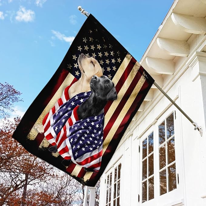 FLAGWIX Black and Yellow Labrador Retriever Flag - Outdoor Decorations, 29.5" x 39.5" House Flag for Porch, Patio, Wall Decor, Heavy-Duty Canvas Garden Home Decor Double Sided