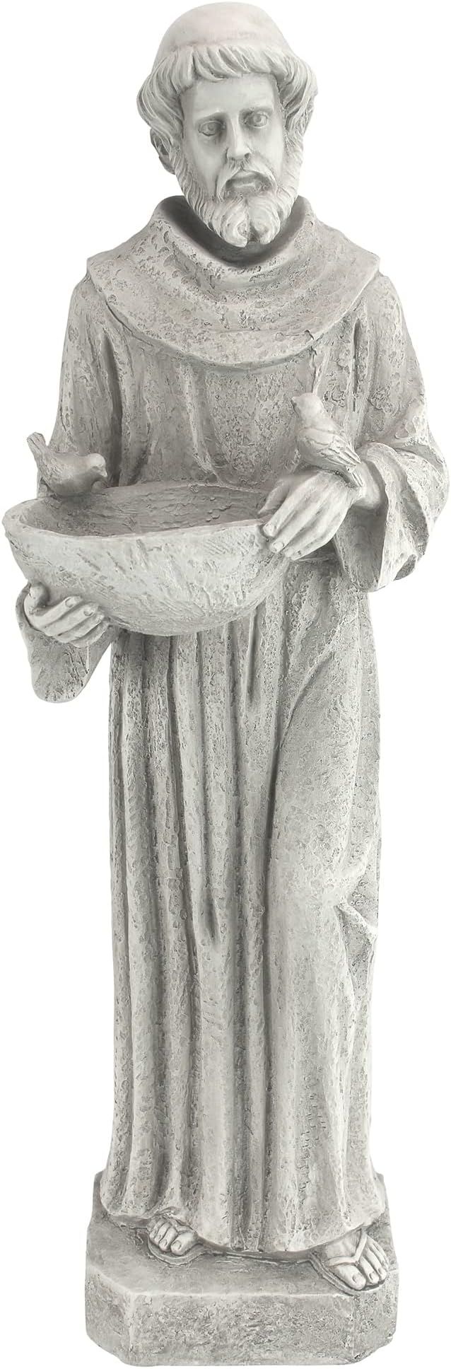 Design Toscano Nature's Nurturer Francis Assisi Religious Garden Decor Statue Bird Bath Feeder, Small, 20 inch, Cast Stone Resin, Antique Stone Finish