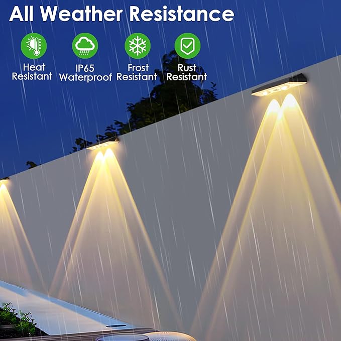 9 Pack Solar Fence Lights - Dusk to Dawn RGB Color Changing LED Lights for Outside Deck, Porch, Patio, Garden Decor