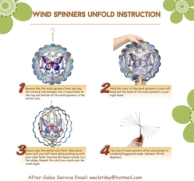 Dragonfly Metal Wind Spinners - Hanging Dragonfly Wind Spinner for Outdoor & Indoor Decorations, Dragonfly Gifts for Women Mom Grandma Wife, 12 inch 3D Wind Spinner for Ornament Gifts
