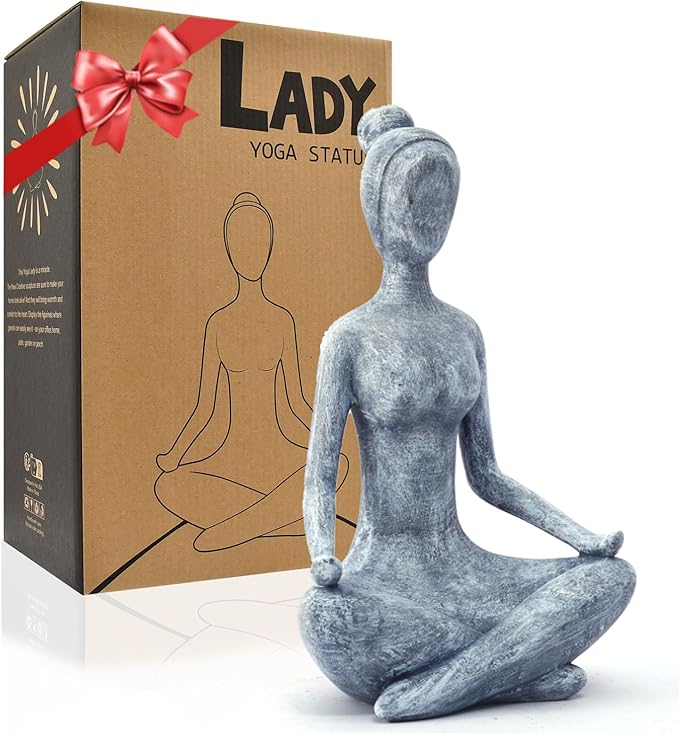 Goodeco Zen Lady Garden Outdoor Statue - Resin Collectible Figurines for Home Decor Accents & Shelf Decoration, Great Gift Ideas, 11.4 Inches (Grey)