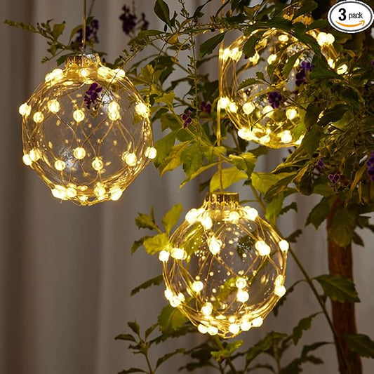 FURORA LIGHTING Ball String Lights Pack of 3, Waterproof 32 Micro LED Hanging Bubble Lights for Outdoor Party Wedding Garden Patio Yard Decor, Battery Included
