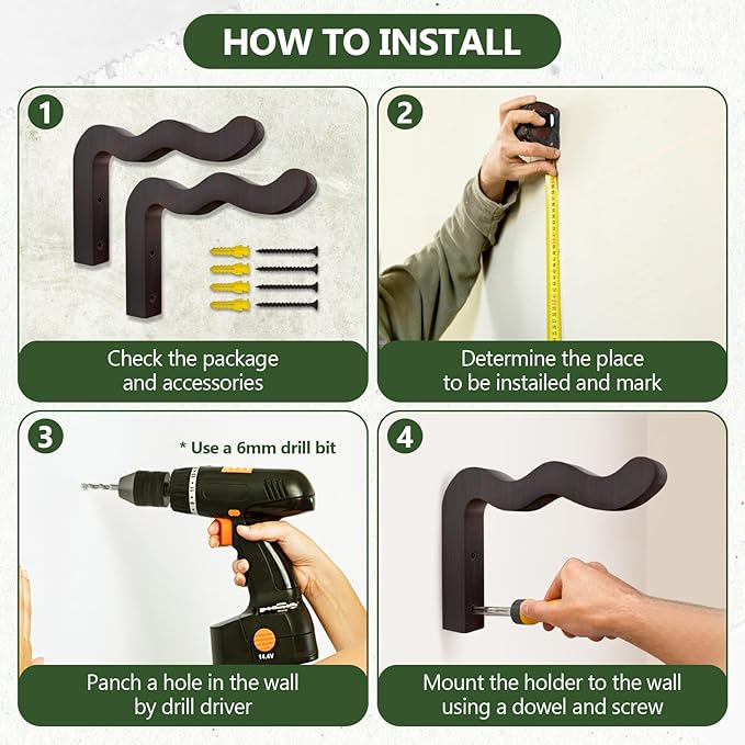 FGSAEOR Wavy Plant Hanger Hooks for Indoor/Outdoor Hanging Plants, 2 Pack Rustic Farmhouse Wall Mount Wooden Hanging Basket, Lanterns, Bird Feeders - Decorative Bracket for Patio, Balcony,Walnut Color