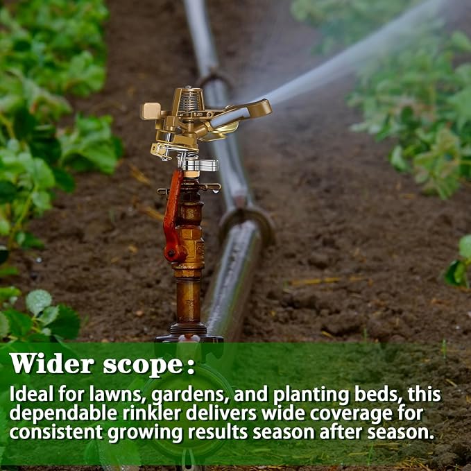 Ferraycle 24 Pieces 1/2 Inch Brass Impact Sprinkler Head with Nozzles Heavy Duty Adjustable 0-360 Degrees Impulse Sprinkler Head Lawn Watering for Yard Irrigation