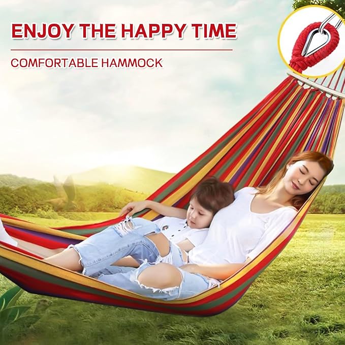 Durable Hammocks 660 Lbs Capacity, Camping Essentials Hiking Gear Accessories Max 2 X Tree Straps & Carabiners & Duckbilled Buckle & Thicker Rope & Portable Carrying Bag Included (red)