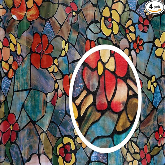 d-c-fix 346-0431-4PK Self-Adhesive Privacy Glass Window Film, Venetian Garden, 17" x 78" Roll, 4-Pack