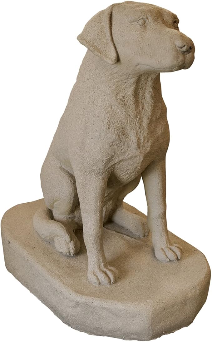 EMSCO Group Sitting Labrador Statue – Natural Sandstone Appearance – Made of Resin – Lightweight – 31” Height
