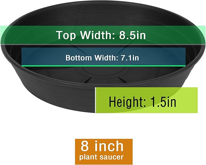 4 Packs 8 Inches Plant Saucer Drip Trays, Round Plastic Plant Pot Saucers Flower Pot Tray for Indoor Outdoor