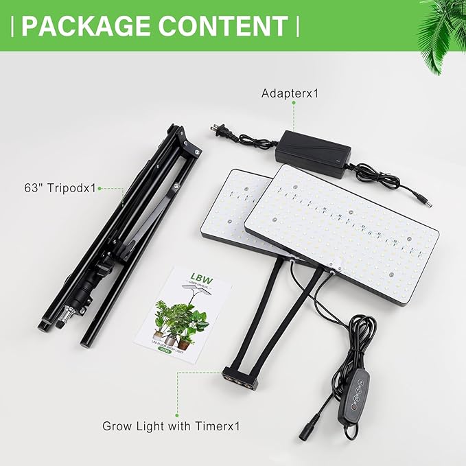 2024 LBW Latest Grow Light for Indoor Plants, 428 LED Dual-Head Full Spectrum Standing Plant Light, Floor Grow Lamp with 3/6/12H Timer, 6 Brightness Levels, 3 Switch Modes, 75" Adjustable Tripod Stand