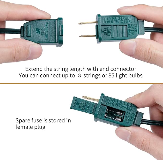 Abeja 25Ft Multicolor Christmas Lights, C7 Outdoor Christmas Light with 27 Clear Colorful Bulbs (2 Spare), Vintage Outdoor String Lights for Christmas Holiday Prom Roofline Party Wedding Decor, Green