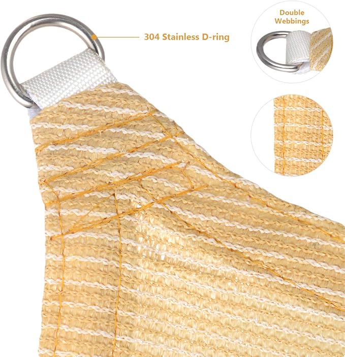 Eden's Decor Straight Flat-Edged Sun Shade Sail Rectangular 12' x 18' Beige UV-Blocking Outdoor Canopy Fabric Cloth Awning for Pergola Patio Garden Backyard Custom Size