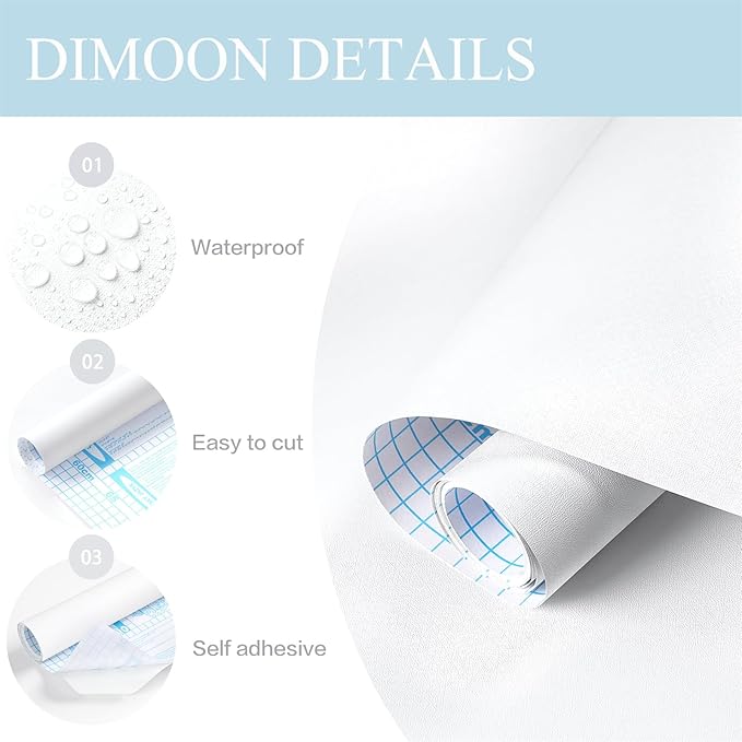 Dimoon 590''x17.7'' White Peel and Stick Wallpaper Contact Paper Self Adhesive Wall Paper