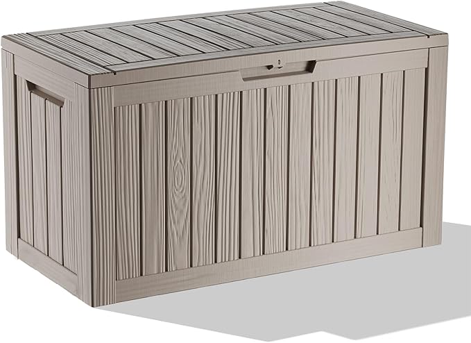 DRATO 80 Gallon Large Deck Box, Outdoor Storage Box for Patio Furniture, Patio Cushions, Gardening Tools, Pool Supplies 480lbs Weight Capacity,Waterproof Resin Storage Boxes