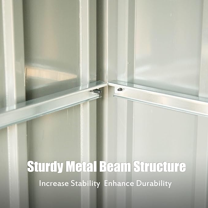 Domi Outdoor Storage Shed 6' x 4.5’, Metal Garden Shed with Galvanized Steel Frame for Bike, Tools, Lawn Mowers, Pool Toys, Outdoor Storage Cabinet with Lockable Door for Garden Lawn Patio (Dark Grey)