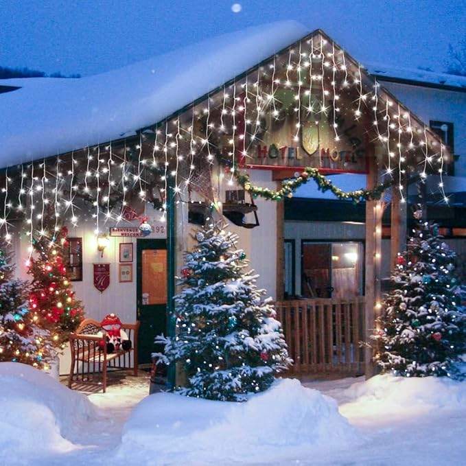 98FT 960LED Christmas Lights Waterproof 8 Modes Christmas Lights Outdoor Decoration with Memory and Timer Hanging Fairy Lights Plug-in Curtain String Lights for Holiday Party Wedding Home