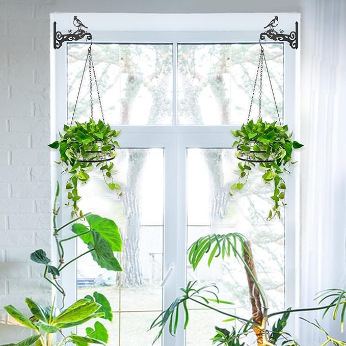 2-Pack Hanging Planters for Indoor Plants - Heavy Duty Metal Plant Hanger Indoor with 3 Chains and Hooks – Aesthetic Hanging Plant Holder for an Instant Indoor and Outdoor Decor