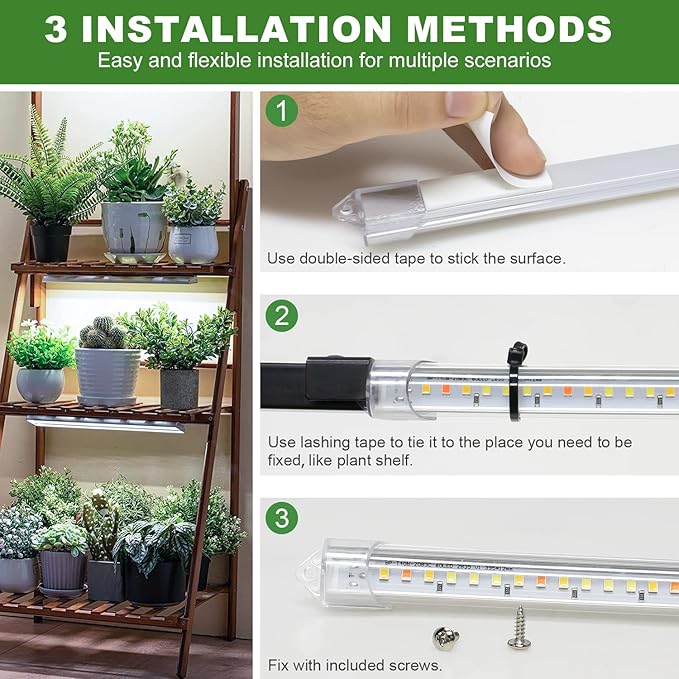 Grow Lights for Indoor Plants, 16 in Full Spectrum Plant Grow Light Strips with Upgrade Timer 6 12 16 Hrs, 5 Dimmable Levels, 120 LEDs Sunlight Plant Lamp for Indoor Greenhouse, Seedlings