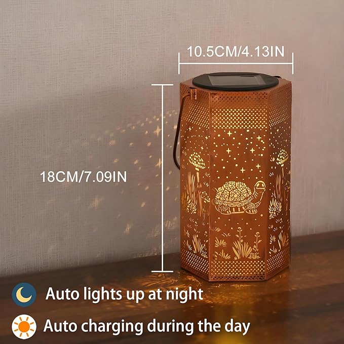 2 Pack Turtles Solar Lanterns Garden Decor - Birthday Gifts for Women Mom Grandma, Solar Lantern Outdoor Waterproof Hanging Solar Lights Outside for Yard, Patio, Lawn, Yard, Outdoor