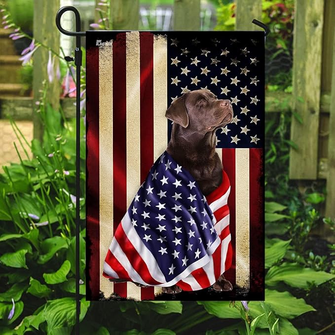 FLAGWIX Chocolate Labrador Retriever Flag - Outdoor Labrador Decorations, Garden Flag (11.5" x 17.5"), Heavy-duty Canvas American with Labrador Flag Dog Garden Decor