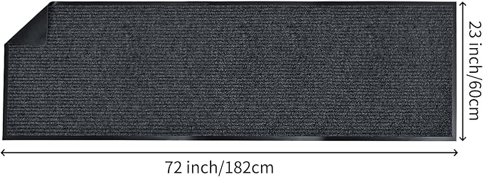 fani Heavy Duty Large Outdoor Indoor Entrance Black Doormat Waterproof Low Profile Entrance Rug Front Door Mat Patio Anti-Skid Rubber Back, 23x72 inch (Gray)