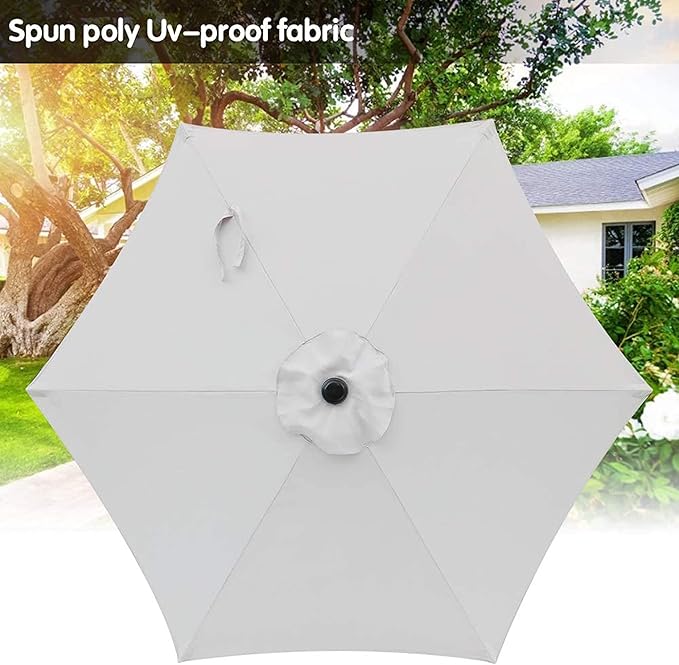 Aok Garden 7.5 ft Patio Umbrella Outdoor Market Umbrella Tilt Button and Crank 6 Ribs for Deck Lawn Pool& Backyard