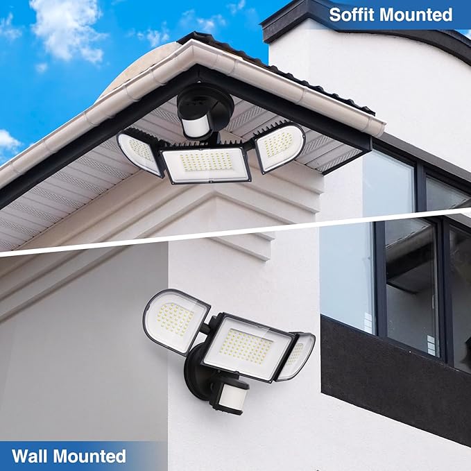 150W Motion Sensor Lights Outdoor for Outside, 15000LM LED Flood Lights Outdoor Wired Dusk to Dawn, Exterior Security Floodlight Fixture Waterproof IP65, Outdoor Lighting for House, Garage