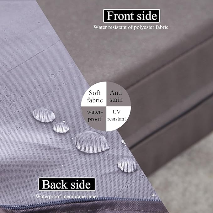 19 x 19 Inch Outdoor Seat Cushions for Patio Furniture with Non Slip and Ties Waterproof & UV Resistant Round Corner Outdoor Chair Cushions Replacement Set of 2, Gray