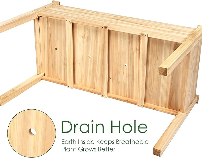 Giantex Raised Garden Bed Kit Elevated Planter Box for Vegetables Fruits Herb Grow, Heavy Duty Natural Cedar Wood Frame Gardening Planting Bed for Deck Patio Yard, 49.5"X23.5"X30.0"