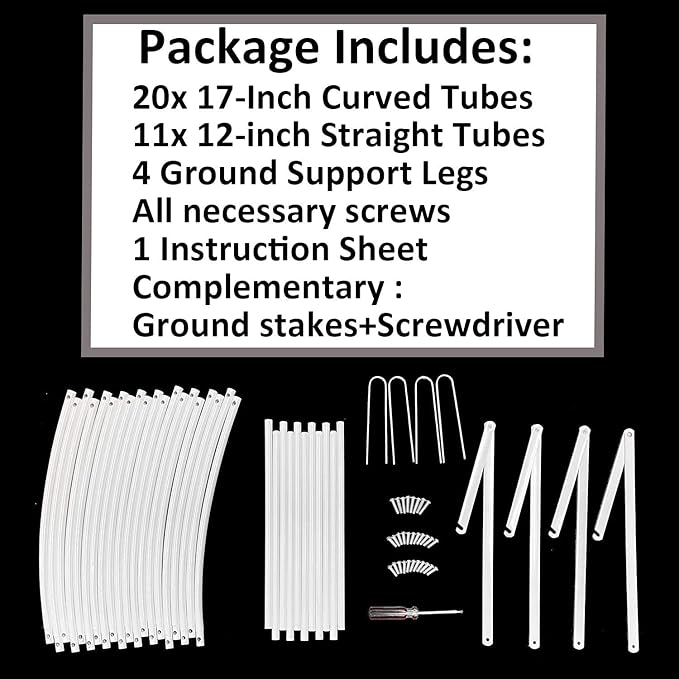 4.6 Ft Round Metal Arch Arbor for Indoor and Outdoor Event Party Decorations or Garden Plants - Easy Assembly with Support Legs Ground Anchors Screwdriver and Instructions (White 1PC)