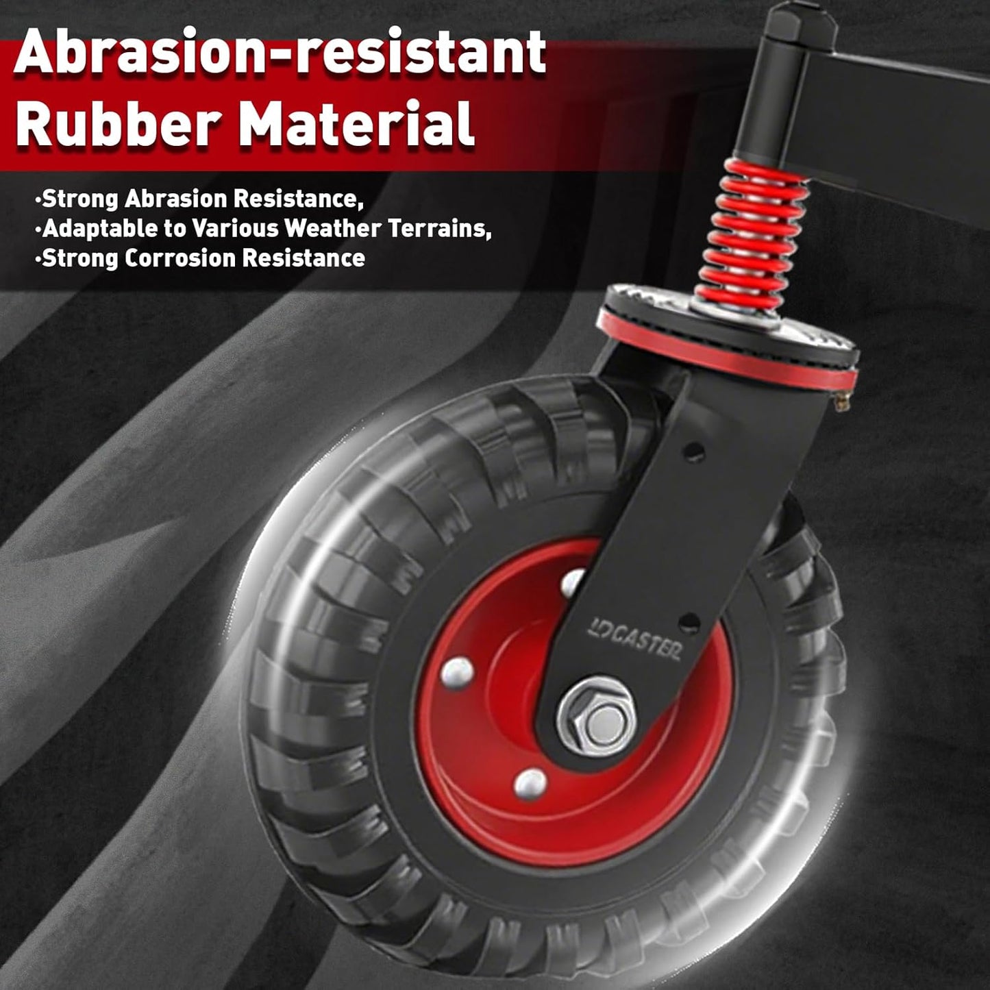 Heavy Duty Gate Wheel, 5" Double-Welded,400lb Capacity for Metal Tube & Wooden Gates, 360° Swivel Spring-Loaded Caster with 2 Installation Kits