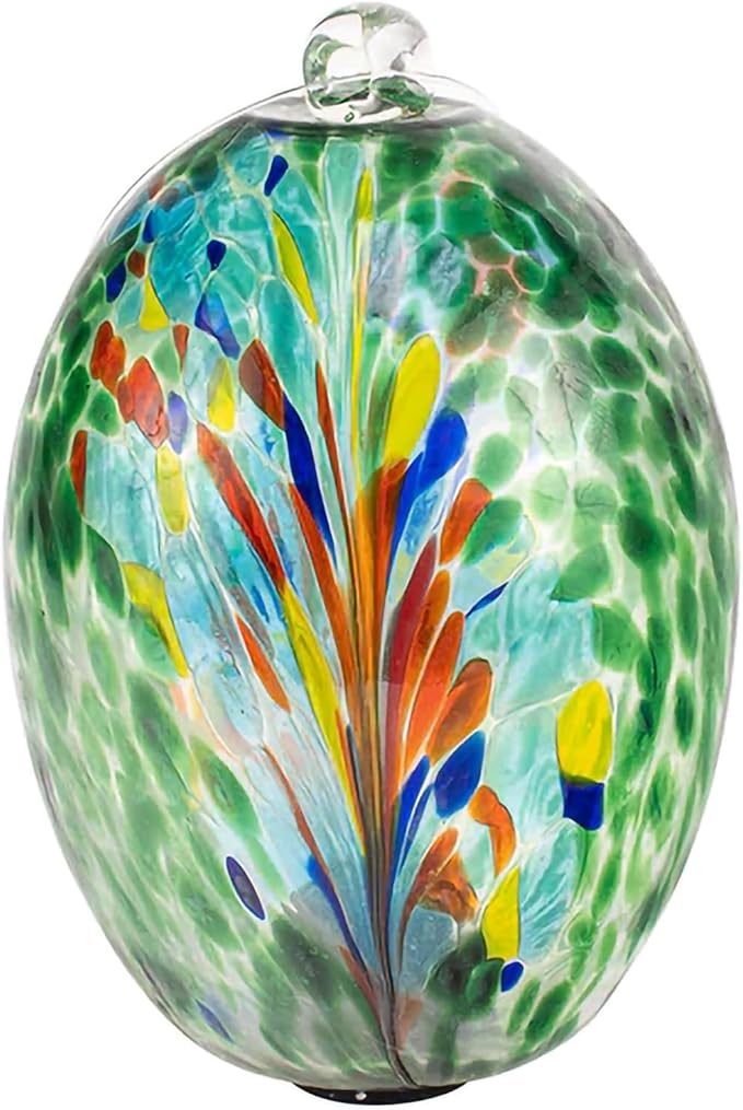 Echo Valley 4616 LED Solar Lanterns and Orbs, Luminous, Hand-Blown Art Glass, Green