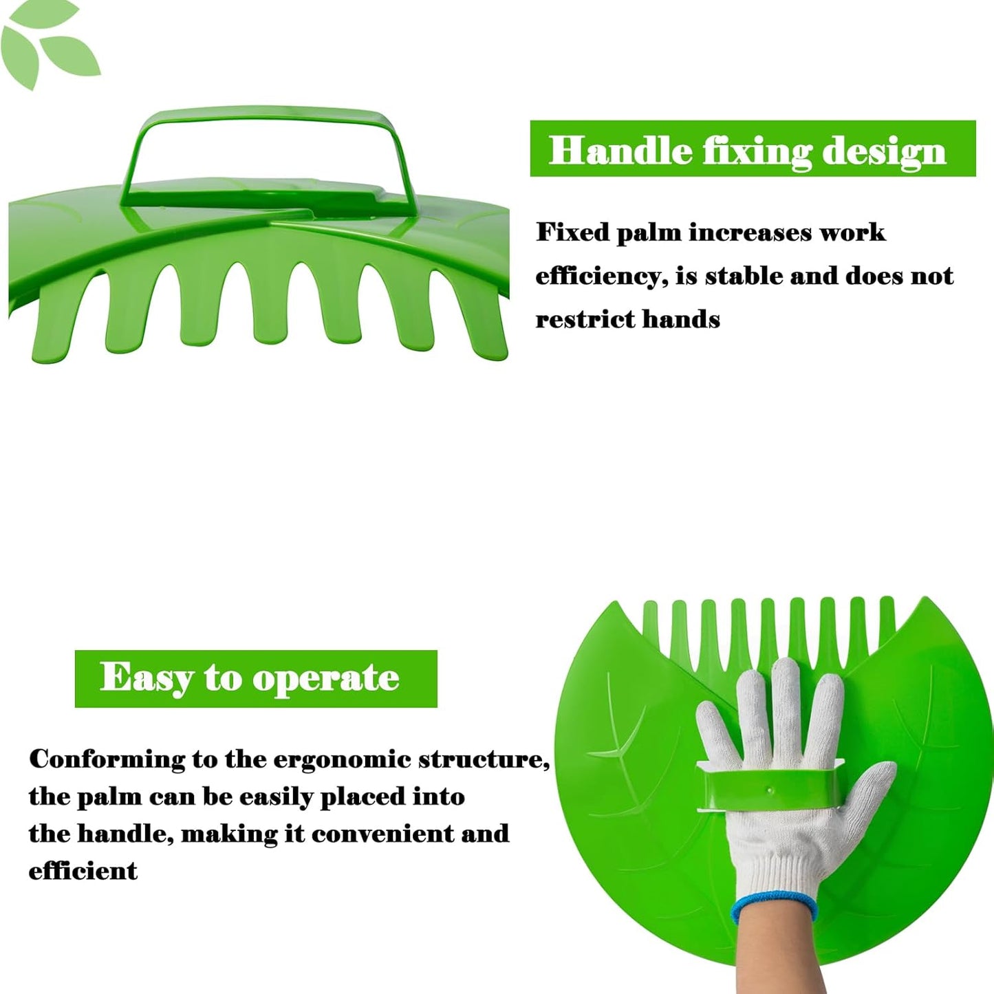 Eastrans 2set Leaf Scoops and Hand Rakes,Leaf Claws for Picking up Leaves,Grass Clippings and Lawn Debris,Light Green,4pcs