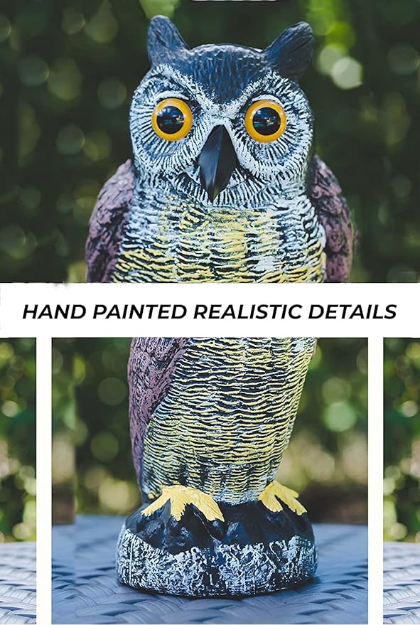 Galashield Owl Decoy | Plastic Owls to Scare Birds Away | Owl Statue for Garden & Outdoors - Pack of 3