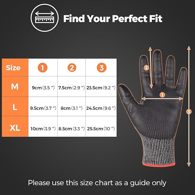 Donfri 3 Pairs A9 Cut Resistant Work Gloves for Men - Steel + HPPE Hybrid Safety Gloves for Men, ANSI Cut Level 9 Protection Flexible for Metal Glass Wood Construction Fishing