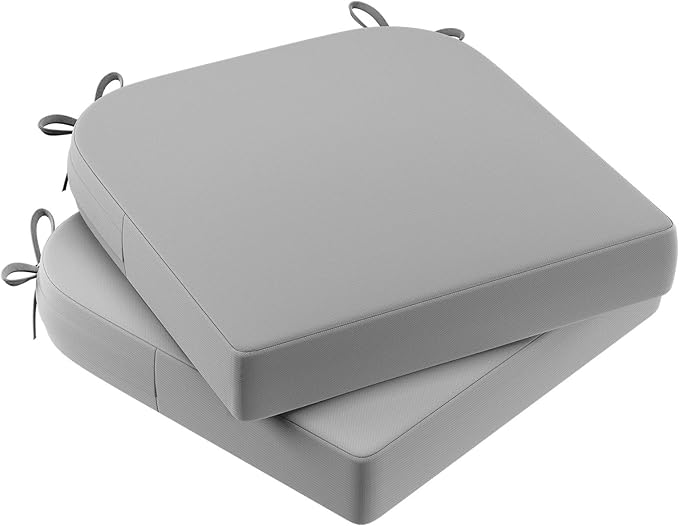 AAAAAcessories Outdoor Seat Cushions for Chairs, Waterproof, Fade-Resistant Patio Furniture Replacement Cushions, 17" x 16" x 2", Set of 2, Gray