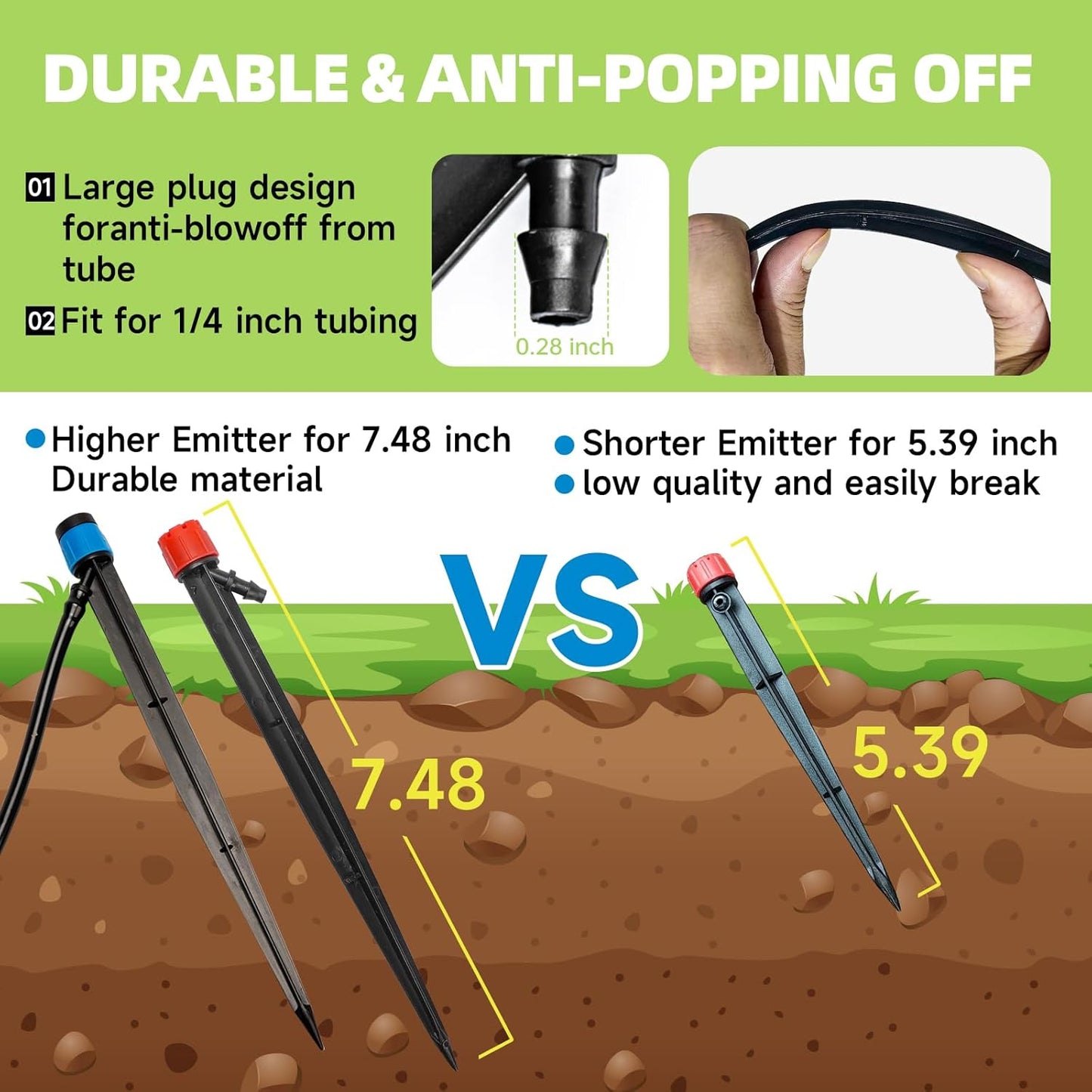 60 Pack Drip Irrigation Emitters Sprays for 1/4 Drip Irrigation Tubing, Irrigation System for Garden (30 Pcs Emitters Vortex + 30 Pcs Emitters Stream)