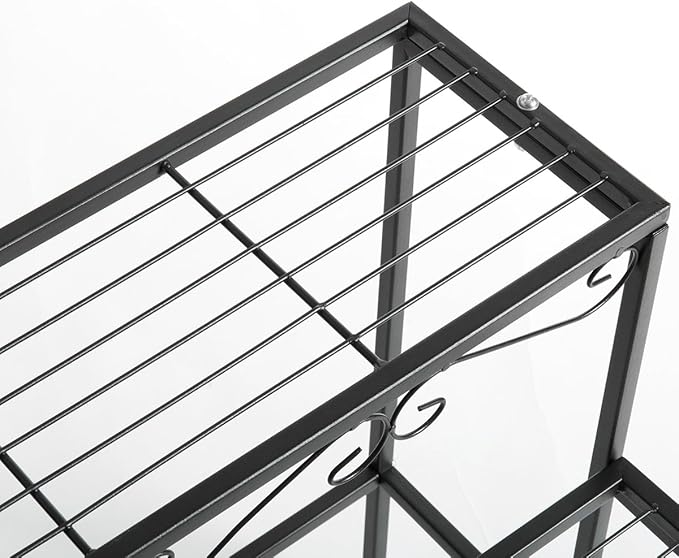 DOEWORKS 3 Tier Stair Style Metal Plant Stand, Garden Shelf for Large Flower Pot Display Rack Indoor Outdoor, Black