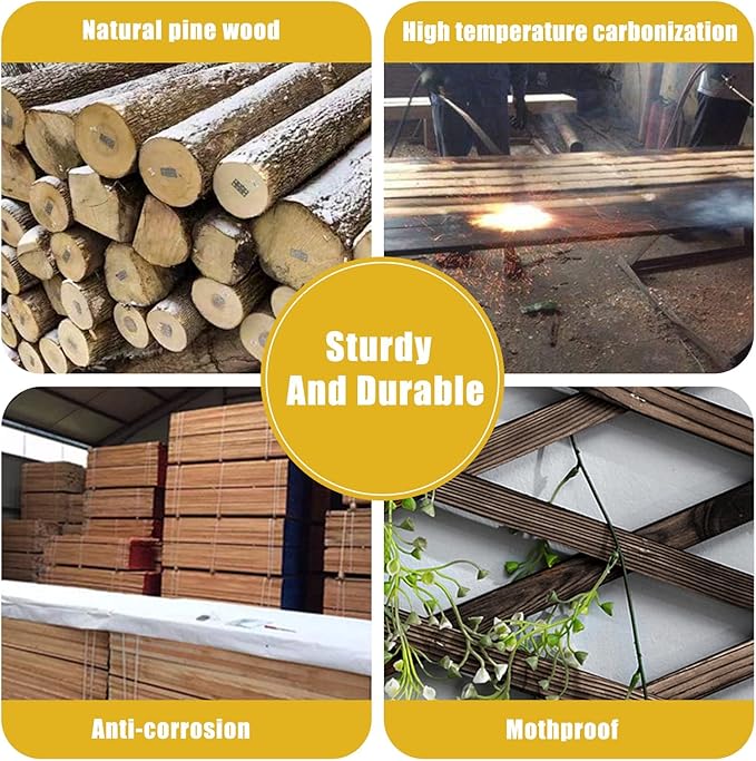 Expandable Garden Trellis, 12" x 75" Wooden Lattice Fence Wall Panel Stretchable Decorative Fences Lattice Trellis for Climbing Plants Outdoor Ivy Vine Rose Clematis Garden Patio Room Decor (1)