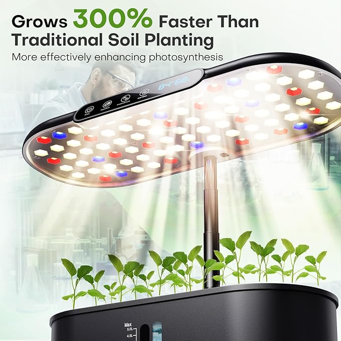 Ahopegarden Hydroponics Growing System kit Indoor Garden, 12 Pods Plant herb Garden with LCD Environmental Detection Germination Vegetable LED Growth Lamp, Hydroponics Grower Healthy Fresh Vegetables