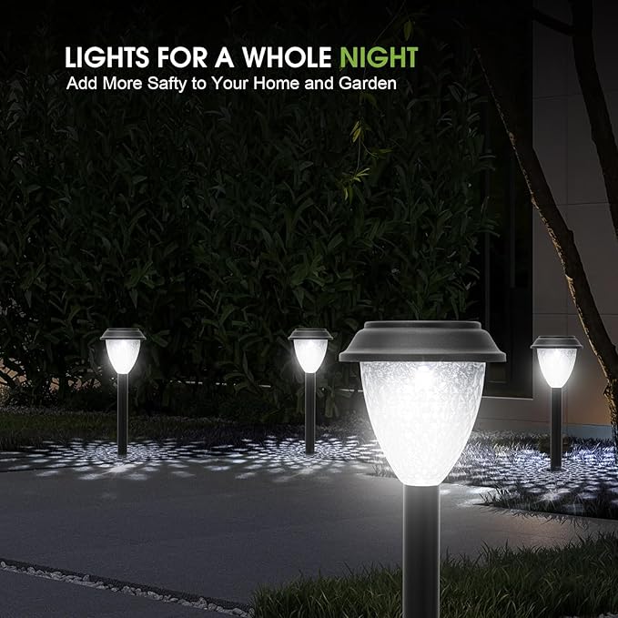 GOODFOEVER Solar Pathway Lights Outdoor, 10 Pack Solar Lights Outdoor Waterproof for Outside, Garden Decor for Yard, Patio, Landscape, Planter, Walkway, Driveway