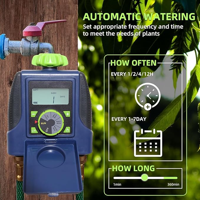 2 Outlet Garden Automatic Water Timer Digital Electronic Solenoid Valve Sprinkler Timer Waterproof Controller System Blue