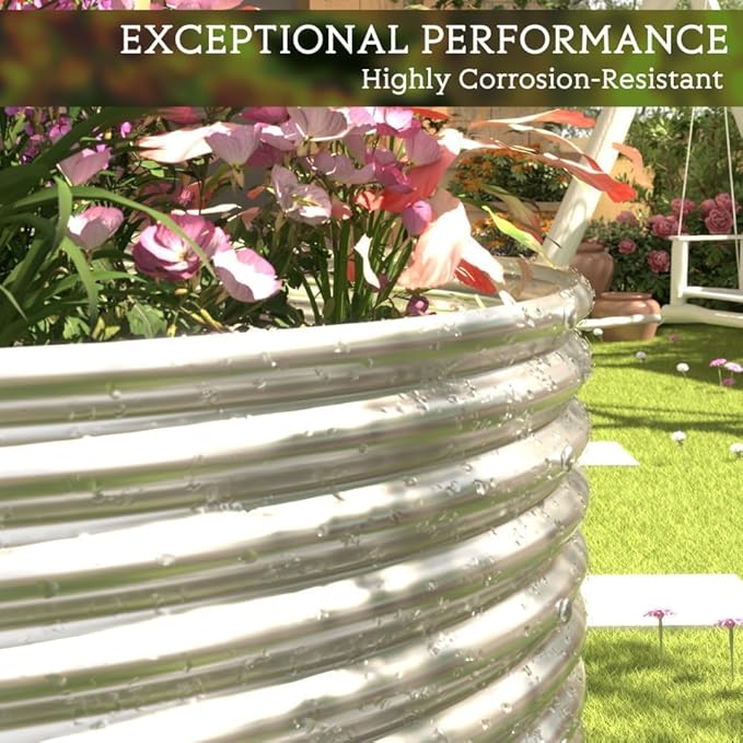 FRIZIONE 2pcs Tall 4x2ft Galvanized Raised Garden Bed Outdoor,Steel Garden Bed for Vegetables,Above Ground Garden Box for Flower,Metal Raised Beds for Gardening